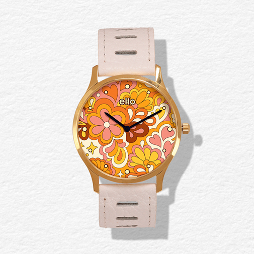 Montre Sixties Blanche Flower Power