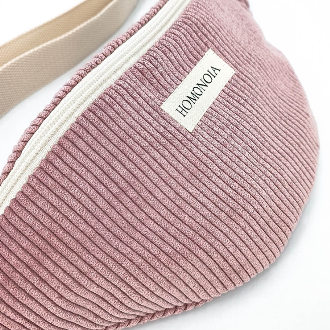 Banane velours cotelé rose 3