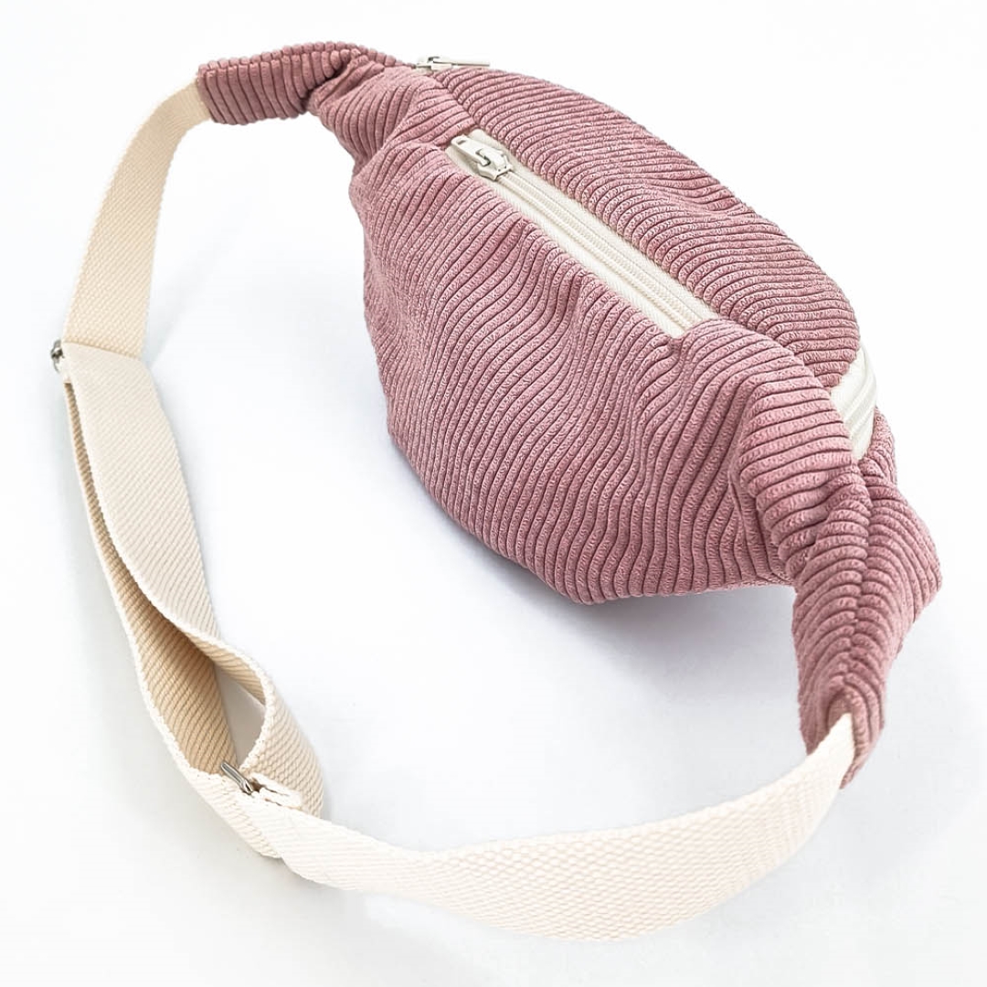 Banane velours cotelé rose 4