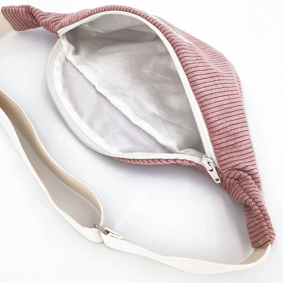 Banane velours cotelé rose 5