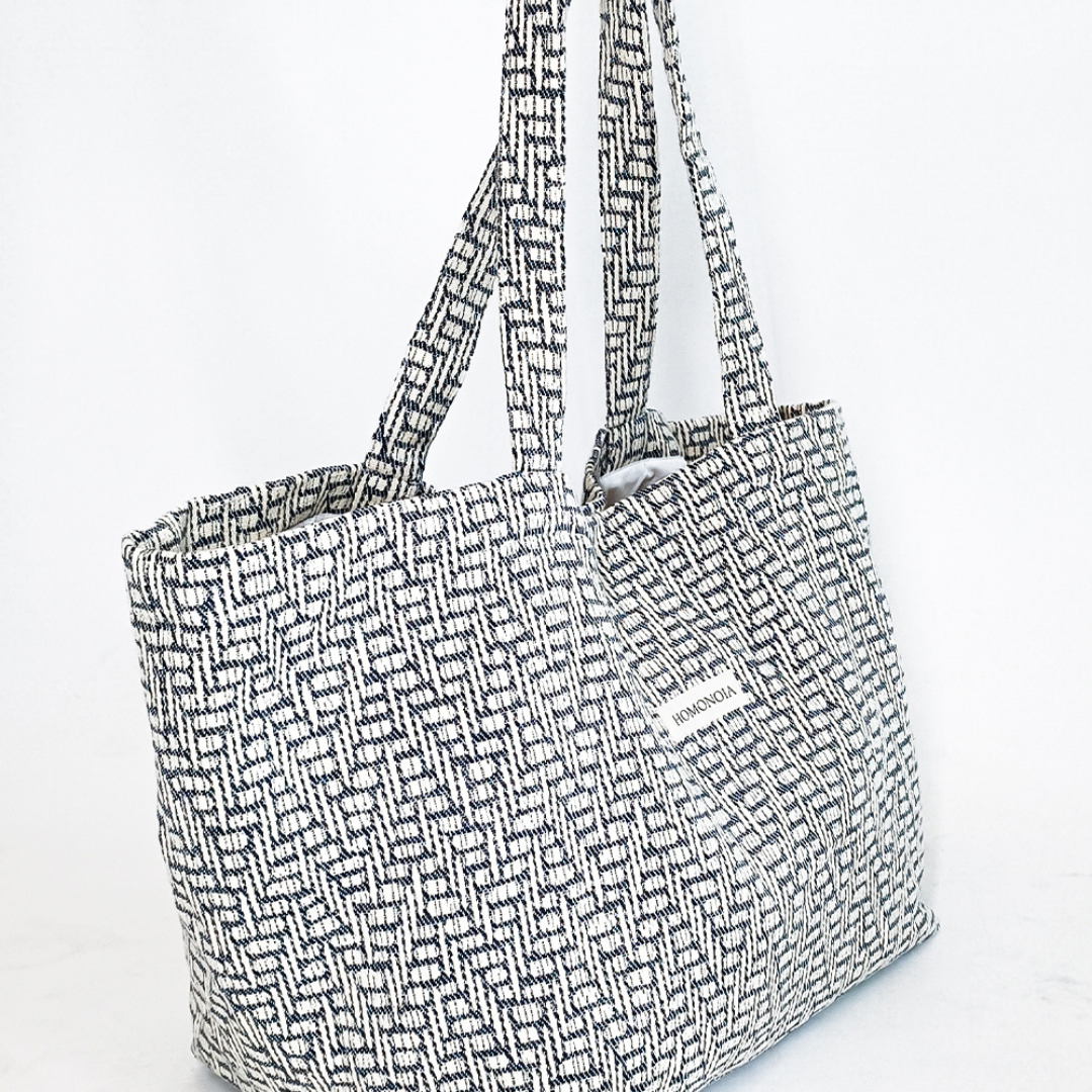 Sac cabas jacquard noir et blanc 4