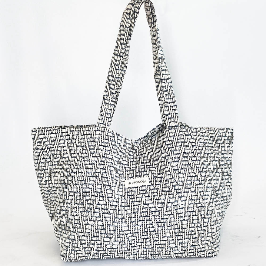 Sac cabas jacquard noir et blanc 2