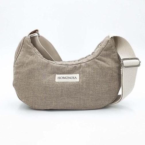 Sac demi-lune coton brossé beige