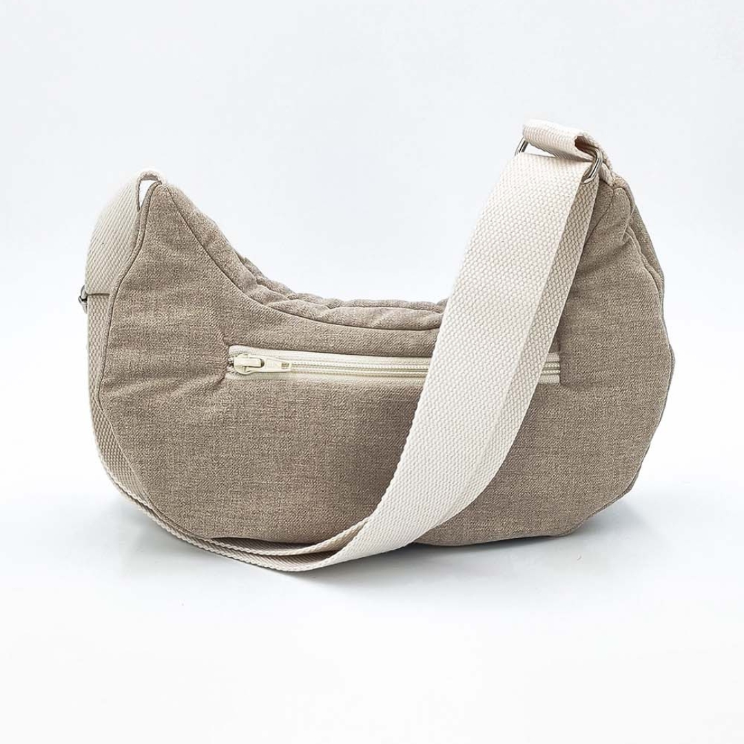 Sac demi-lune coton brossé beige 3
