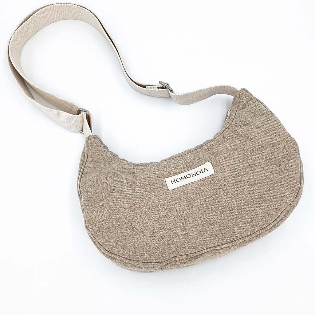 Sac demi-lune coton brossé beige 4