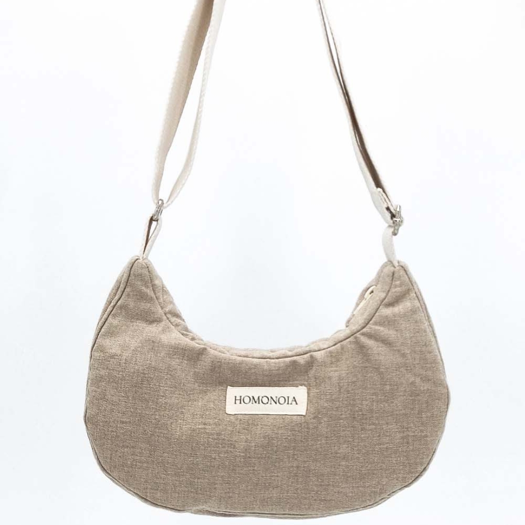 Sac demi-lune coton brossé beige 6