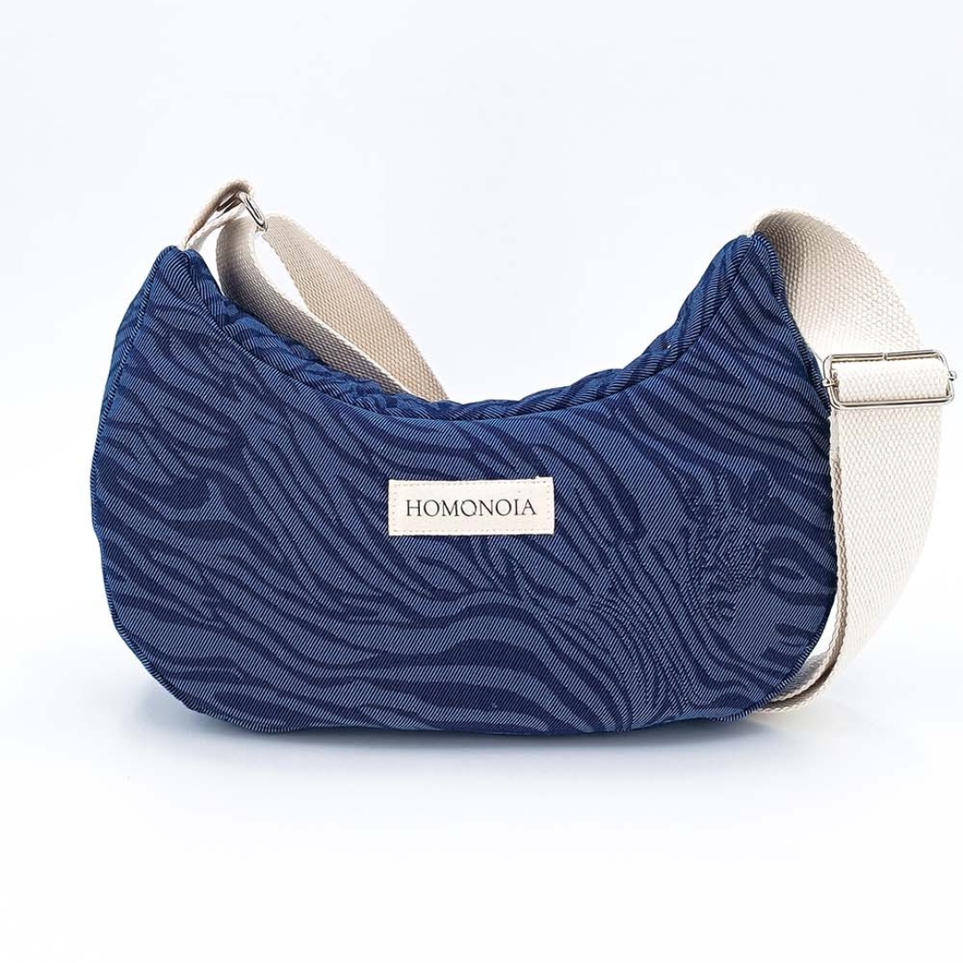 Sac demi-lune coton en denim zèbre 2