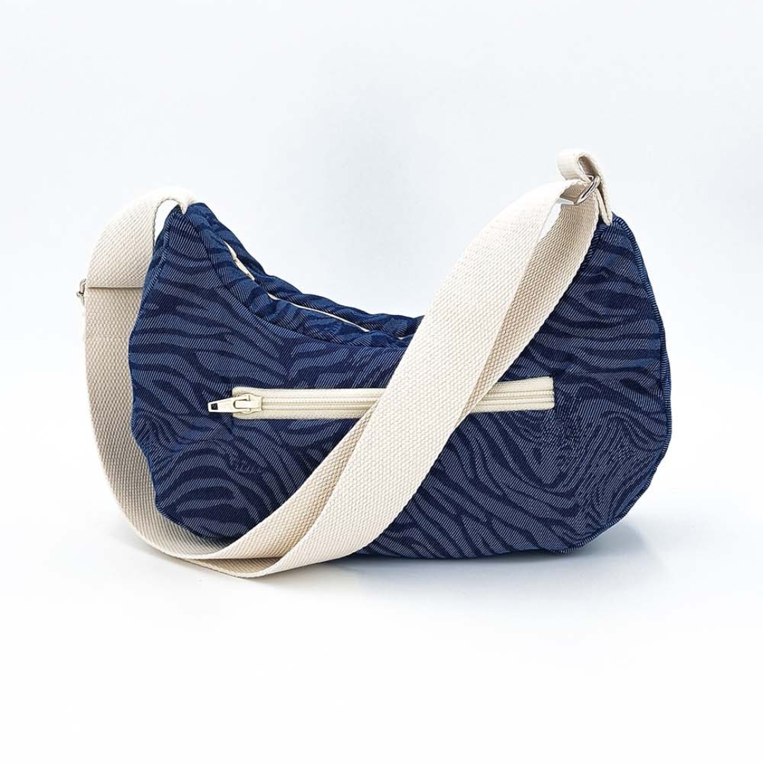 Sac demi-lune coton en denim zèbre 4