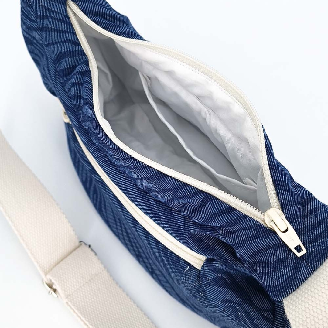 Sac demi-lune coton en denim zèbre 5