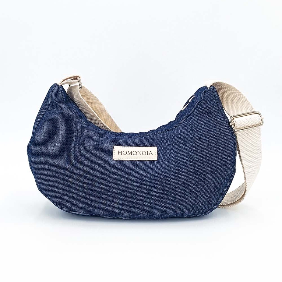Sac demi-lune coton en denim brut 2
