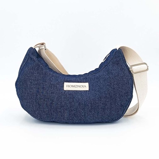 Sac demi-lune coton en denim brut