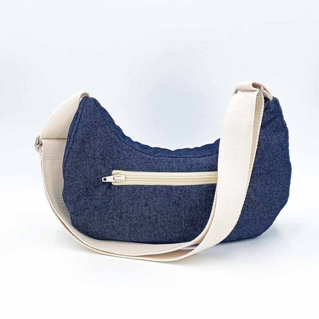 Sac demi-lune coton en denim brut 3