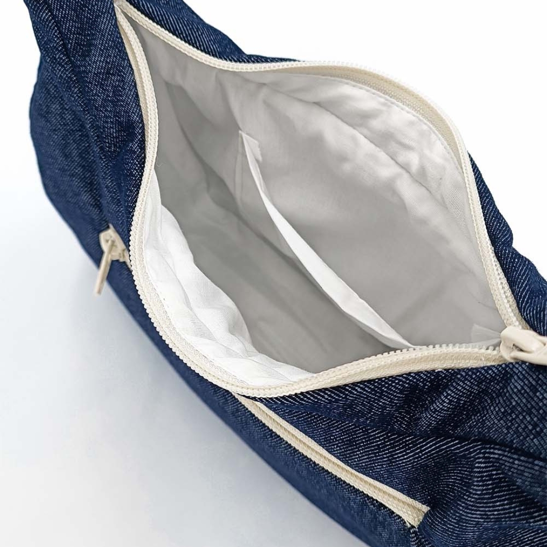 Sac demi-lune coton en denim brut 4