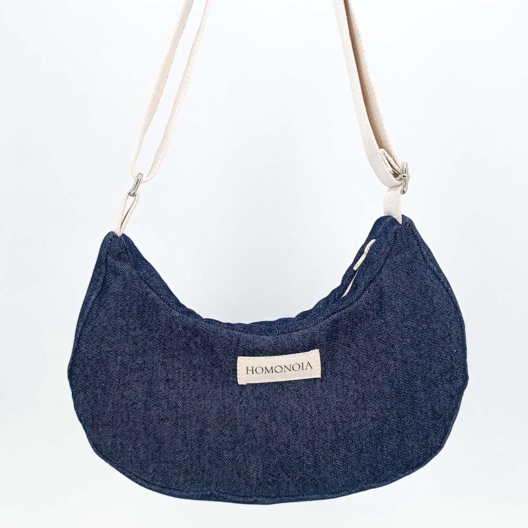 Sac demi-lune coton en denim brut 6