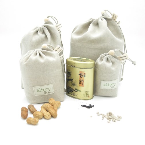 Lot de 4 sacs à vrac en lin