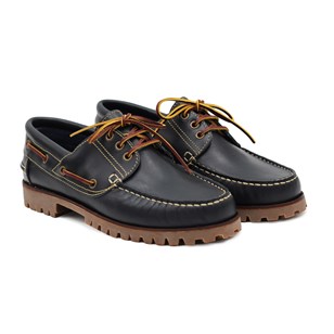 Chaussures bateau crampons cuir Bleu