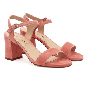 Sandales à Talon Cuir Daim Rose