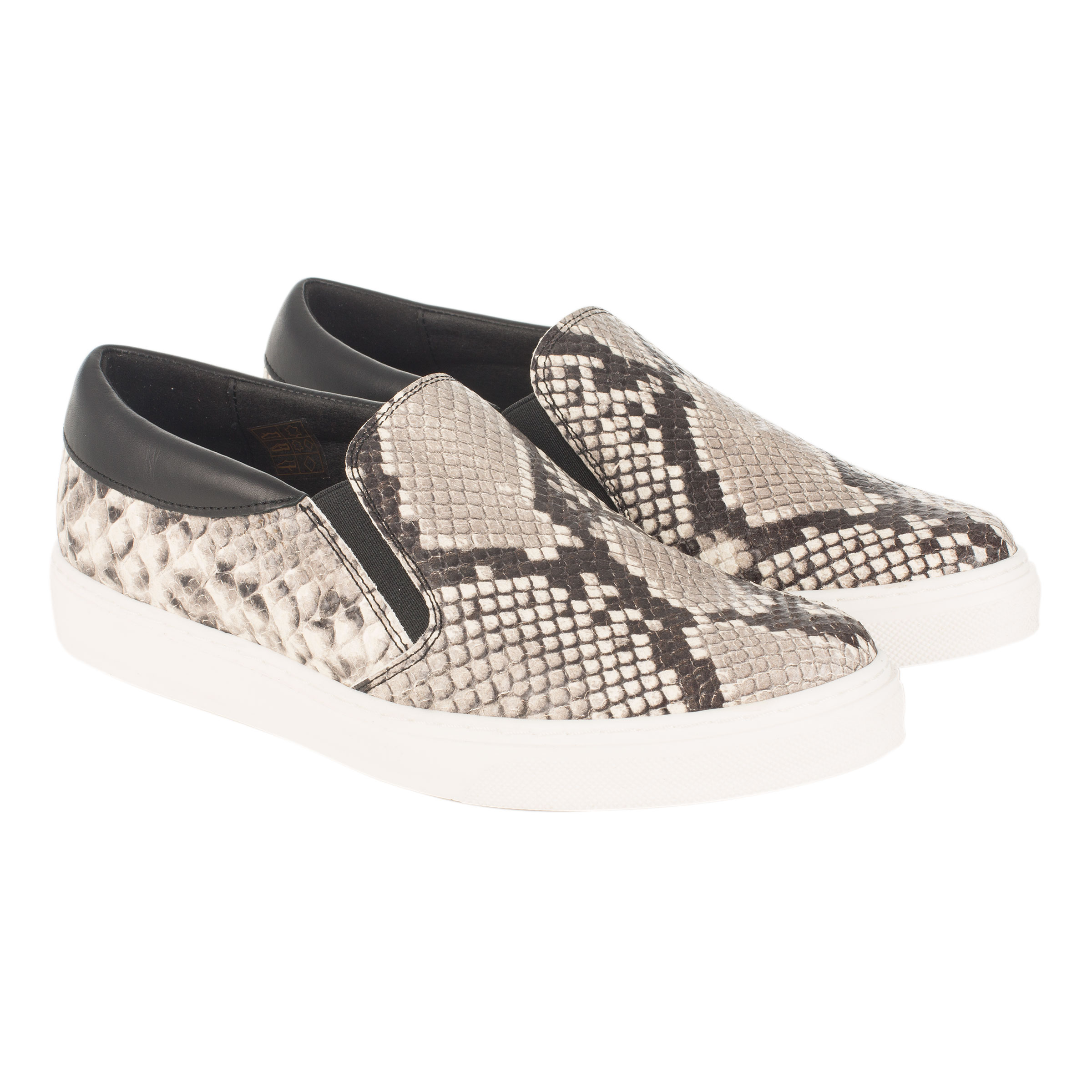 Slip on Ville Femme Cuir Imprime Python Noir Blanc JULES JENN Dream Act