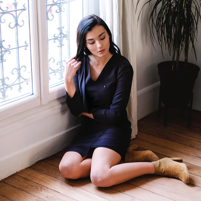 Robe chic en soie tissée en France 6