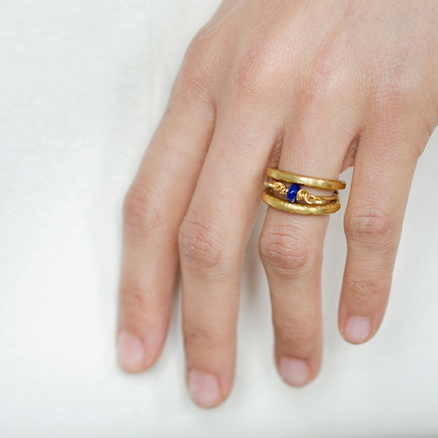 bague, bresma, martelé, laiton, dorée, faitmain, paris