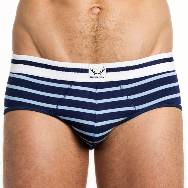 Slip bleu marine - rayures bleu clair 2
