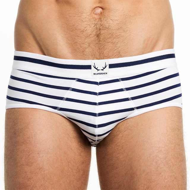 Slip blanc - rayures bleu marine 2