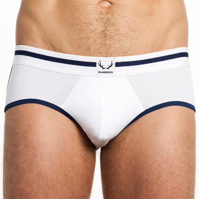 Slip blanc - bordures bleu marine 2