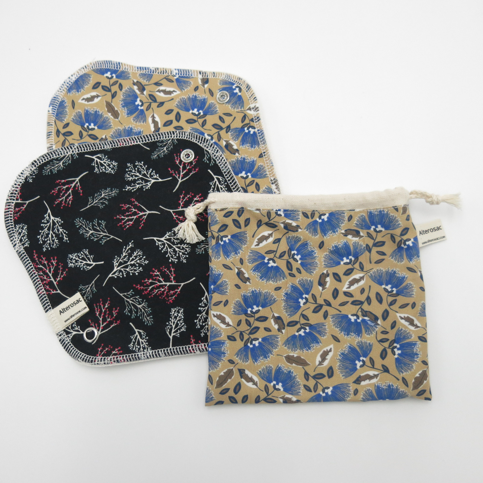 Lot de 2 Serviettes hygiéniques lavables en coton bio avec pochette 4