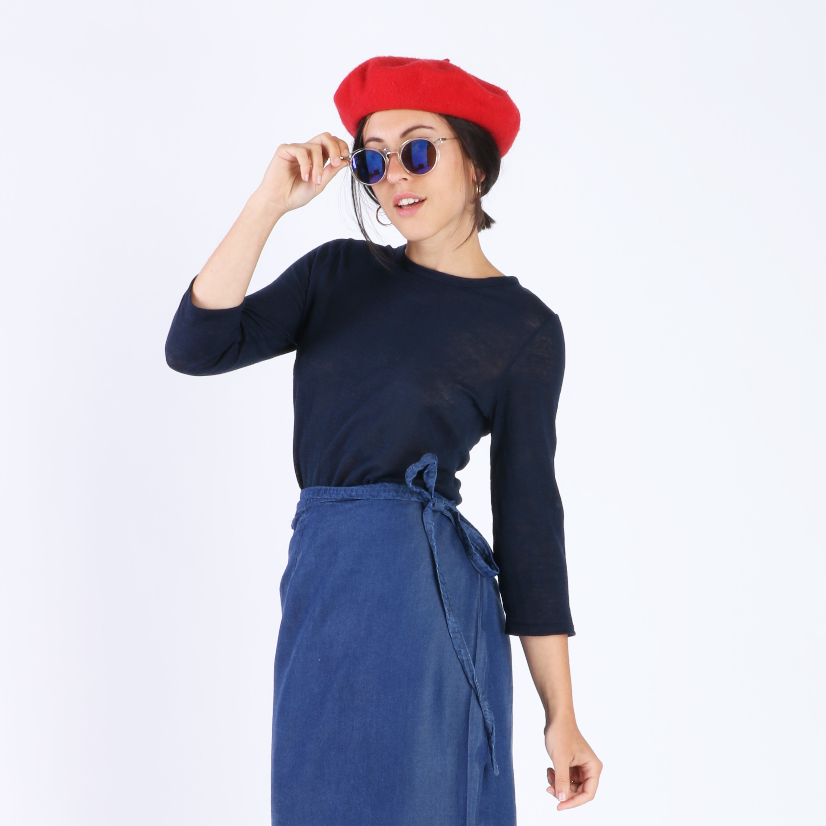 t-shirt lin Zaza bleu marine