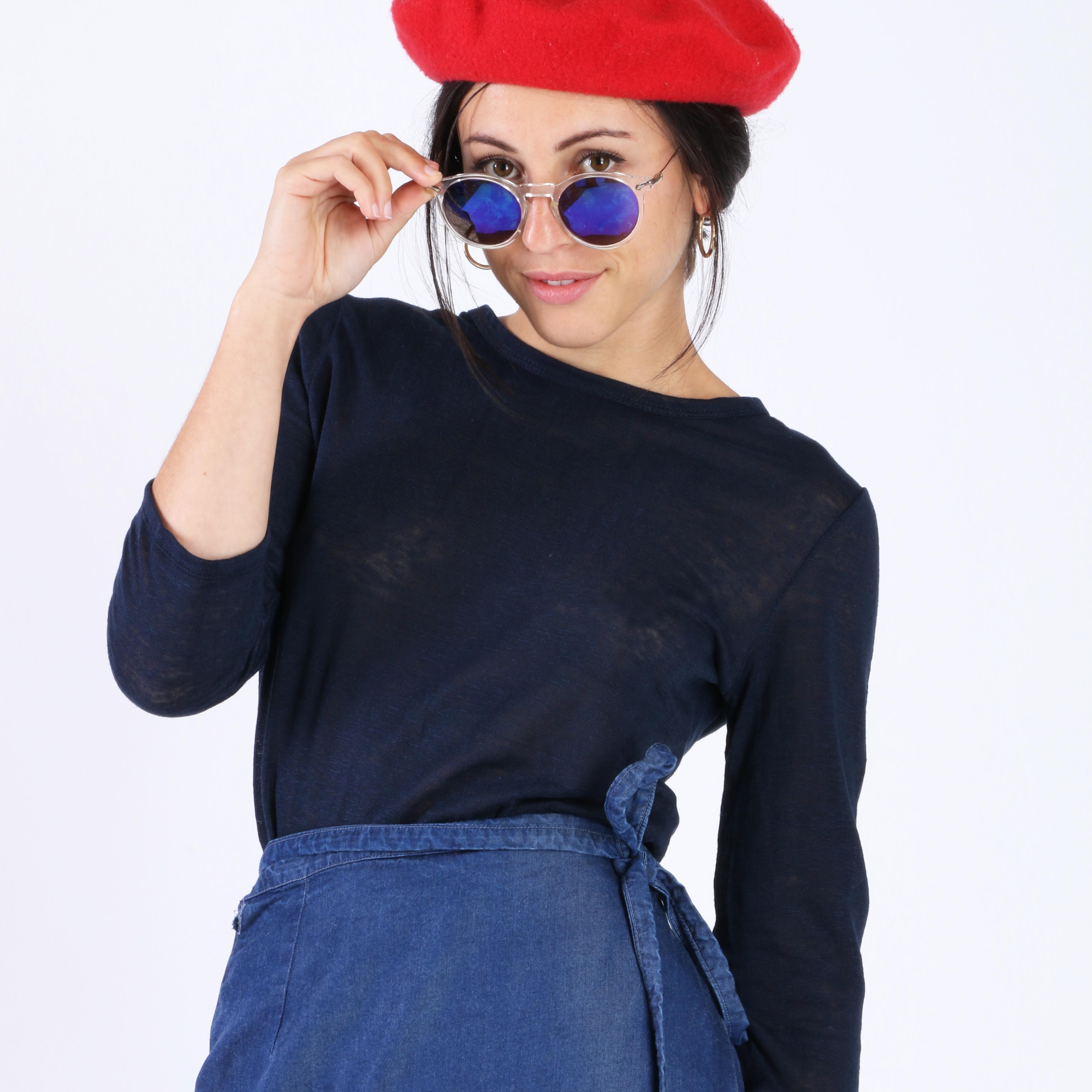 t-shirt lin Zaza bleu marine