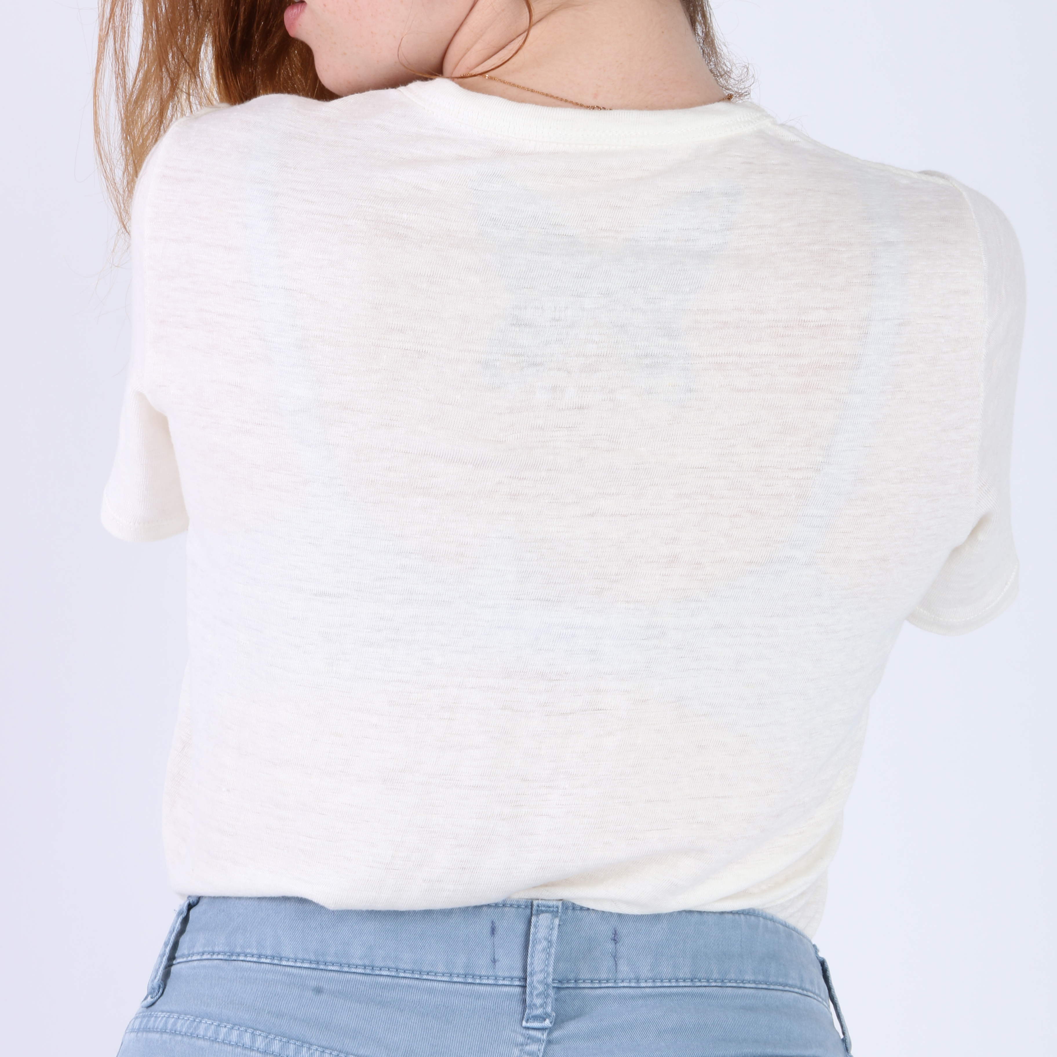 T-SHIRT ZUMOI 100 % LIN BLANC UNISEXE MANCHES COURTES – COUPE BOYFRIEND