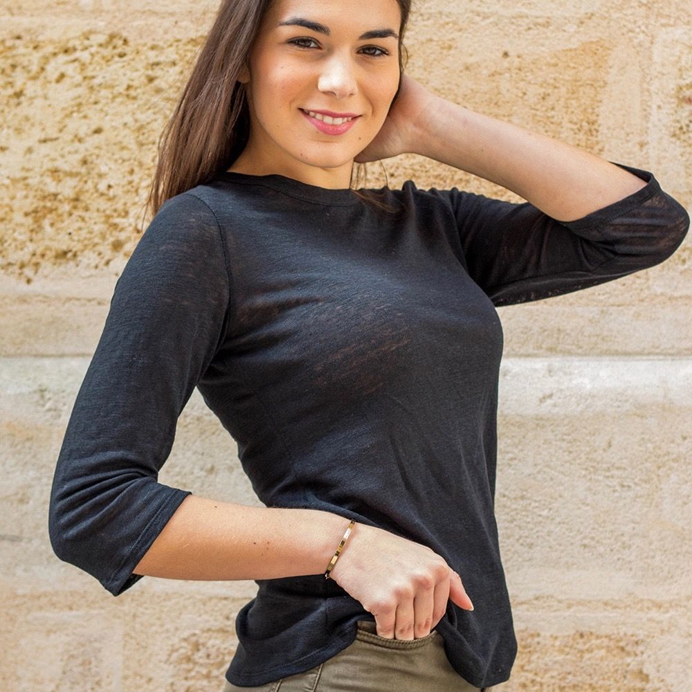 T-SHIRT ZAZA UNI NOIR 100% LIN ÉCOLOGIQUE 4