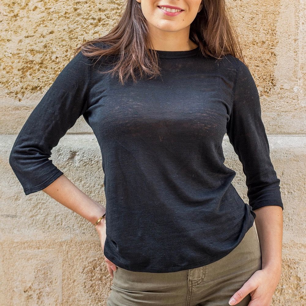 T-SHIRT ZAZA UNI NOIR 100% LIN ÉCOLOGIQUE 5