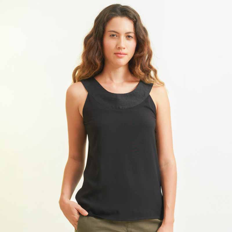 Top Apsara Soie & Coton - Noir 2