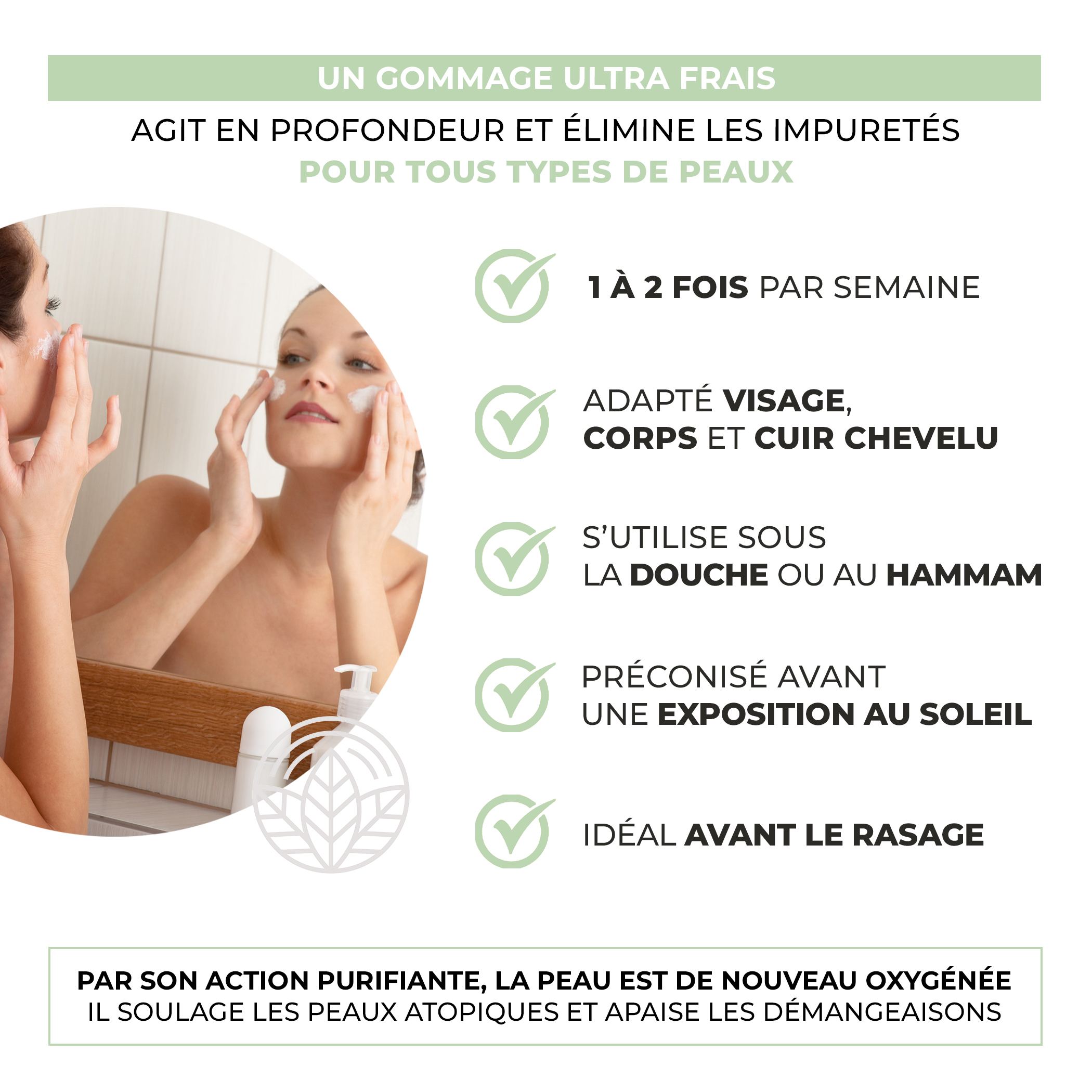 Crème Exfoliante Visage et Corps Vert Glacé 5