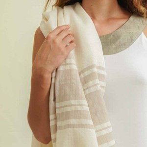 Foutah coton bio - Blanc & Beige