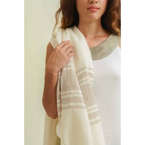 Foutah coton bio - Blanc & Beige
