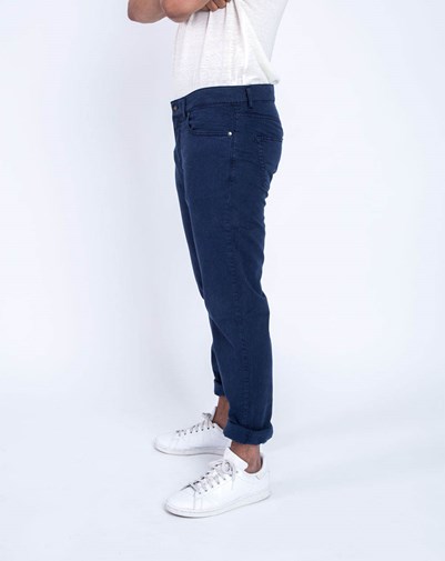 PANTALON 5 POCHES ZANZIBAR MARINE DROIT TENCEL ET COTON RÉCYCLÉ