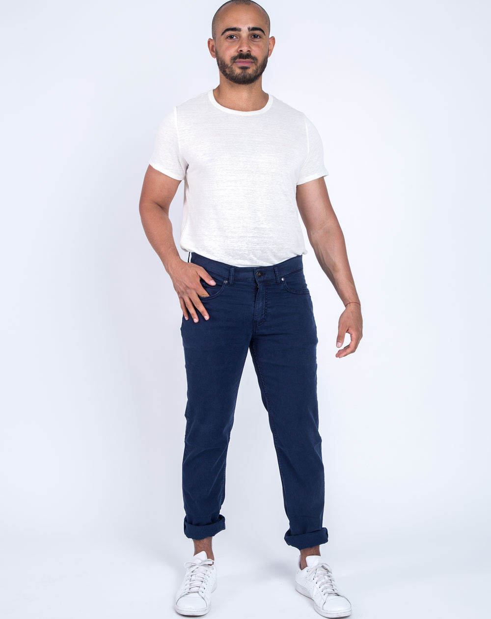 PANTALON 5 POCHES ZANZIBAR MARINE DROIT TENCEL ET COTON RÉCYCLÉ 4