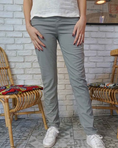 PANTALON 5 POCHES OLAZ GRIS, TENCEL ET COTON RECYCLÉ, COUPE DROITE