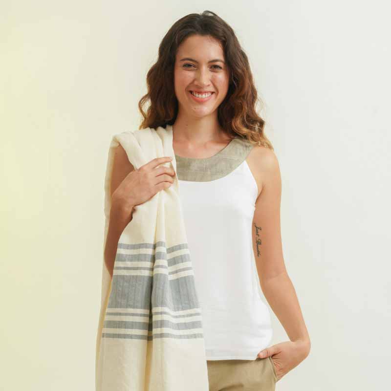 Foutah coton bio - Blanc & Bleu 2