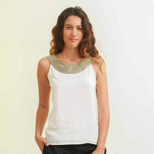 Top Apsara Soie & Coton - Blanc