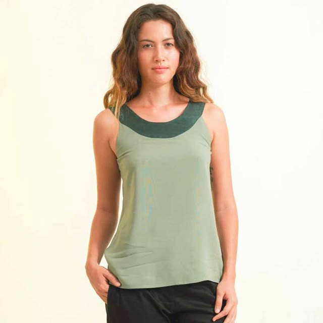 Top Apsara Soie & Coton - Vert 2