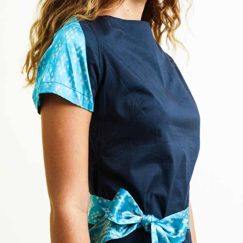 Robe Indra - Coton & Soie - Bleue Marine 3