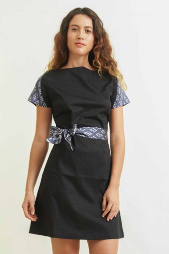 Robe Indra - Coton & Soie - Noire