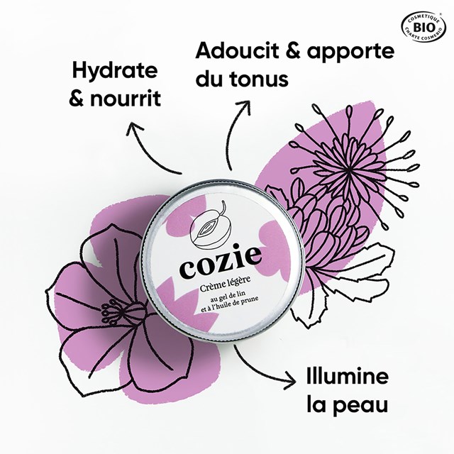 Crème légère visage - Gel de lin et huile de prune 30ml 2