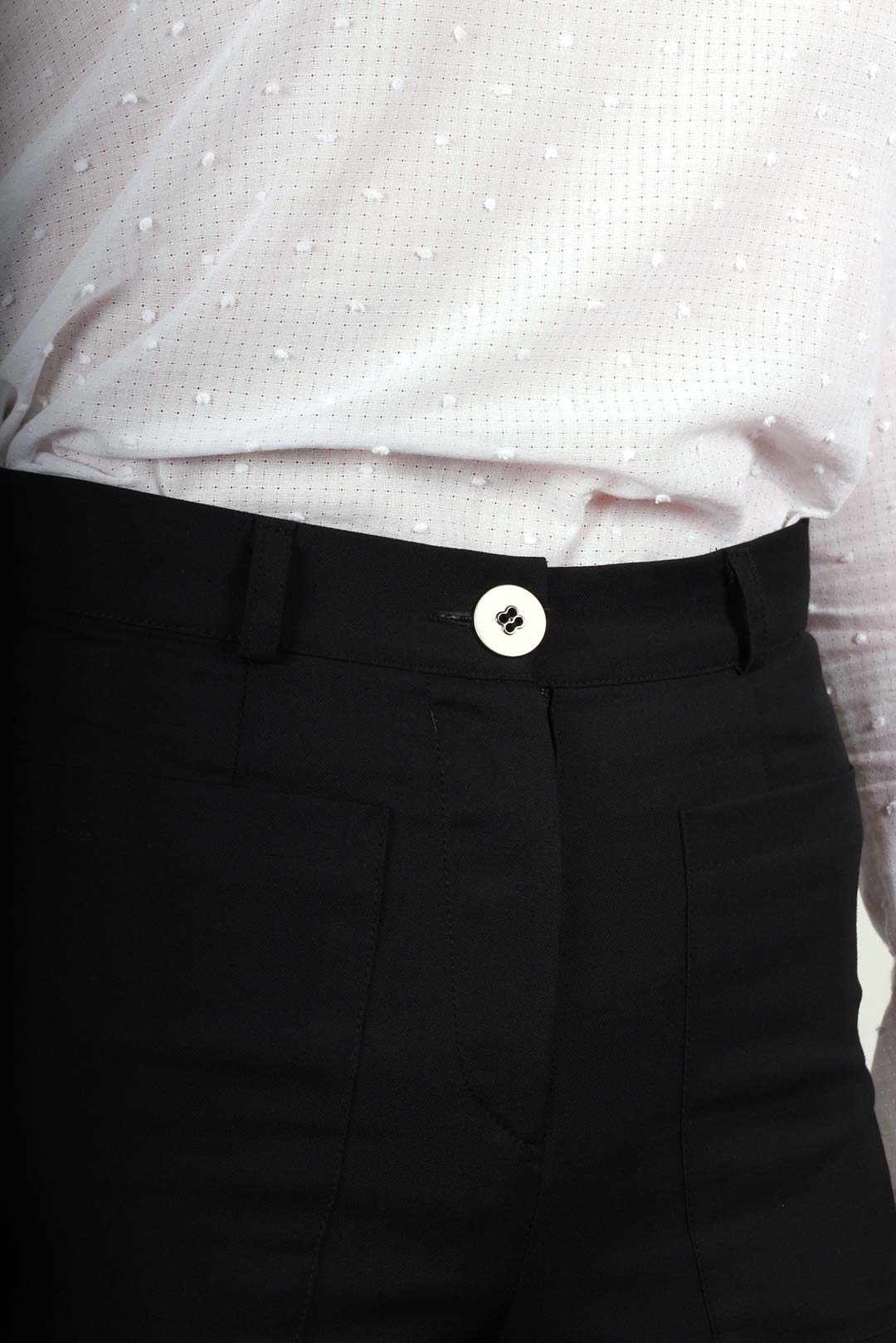 Pantalon Marie large taille haute en laine froide noire 4