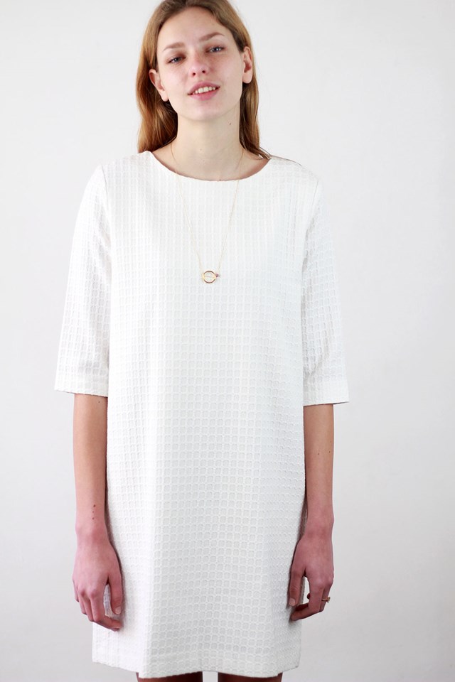 Robe droite et classique en coton blanc Carolyne 2