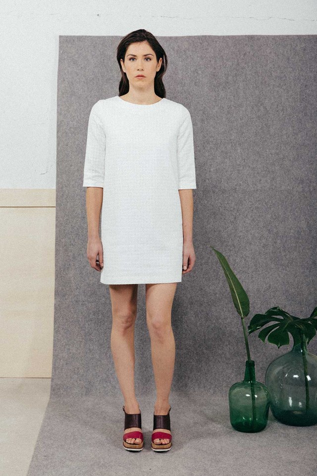 Robe droite et classique en coton blanc Carolyne 6