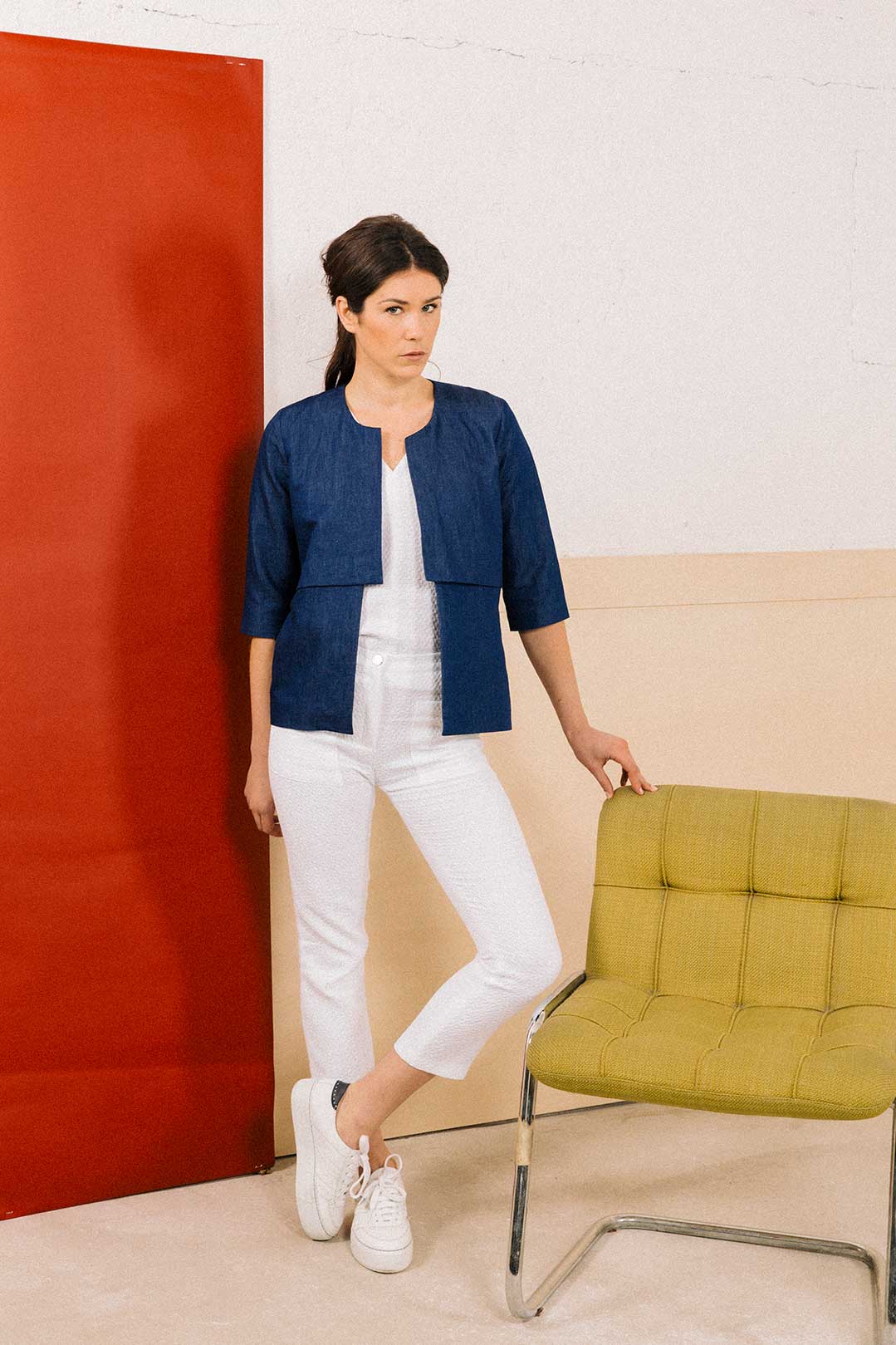 Pantalon blanc 7/8 en coton tissé 6